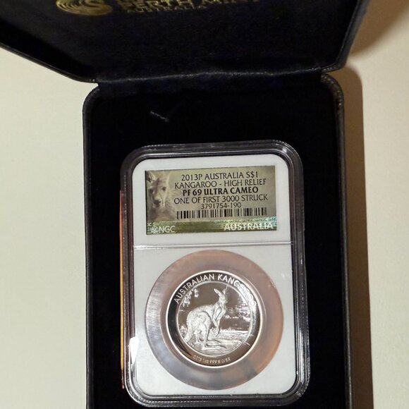 2013-P Australia Silver $1 Kangaroo High Relief NGC PF70 UCam one of first 3000 - Picture 2 of 8